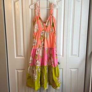 Farm Rio Mixed Neon Garden Midi Dress Size Medium
